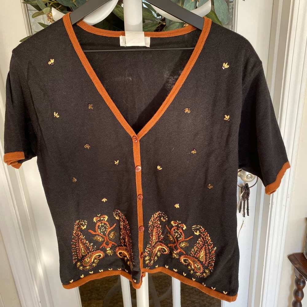NWT Nina Piccalino Embroidered & Beaded Paisley Cardigan SS 14